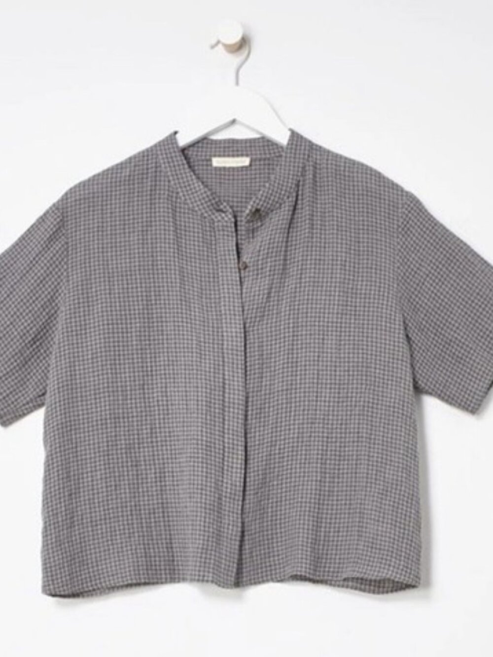 Eileen Fisher Puckered Organic Linen Short-Sleeve Shirt M